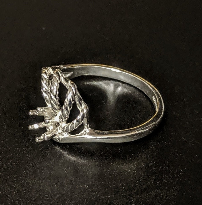 Solid Sterling Silver or 14kt Gold 4-6mm Round Ladies Rope Swirl Pre-Notched Blank Ring Size 6-8 setting 163-263/143-263