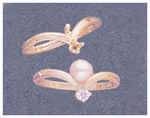 Solid Sterling Silver or 14kt Gold 4-8mm Half Drilled Pearl Accented Blank Ring Size 7 shank setting 163-811/143-811