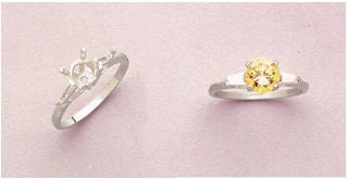 Solid Sterling Silver or 14kt Gold 7mm Round with Accents Pre-Notched Fashion Blank Ring Size 7 setting 163-251/143-251