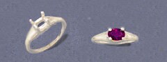 Solid Sterling Silver or 14kt Gold 7x5 Oval blank Side Set Dome Ring Shank setting Size 7, 163-522/143-522