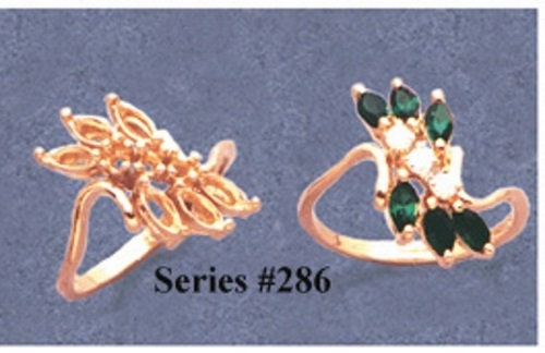 Solid Sterling Silver or 14kt Gold Marquise Cluster Style Pre-Notched Blank Ring Size 7 shank setting 163-286/143-286