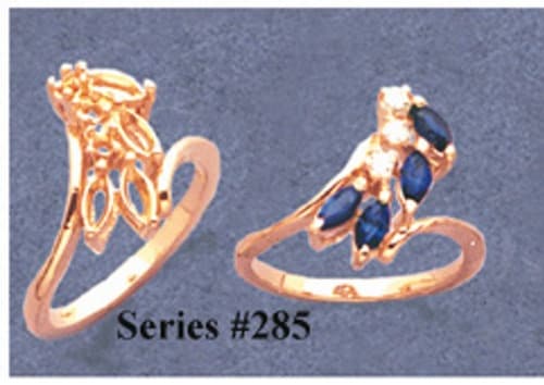 Solid Sterling Silver or 14kt Gold Marquise Cluster Style Pre-Notched Blank Ring Size 7 shank setting 163-285/143-285