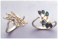 Solid Sterling Silver or 14kt Gold Marquise Cluster Style Pre-Notched Blank Ring Size 7 shank setting 163-286/143-286