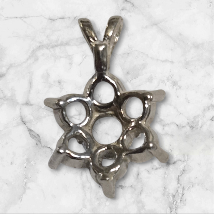 Solid Sterling Silver or 14kt Gold Multi-Stone Round Cluster pre-notched Pendant Setting, New, Made in USA 161-230/141-230