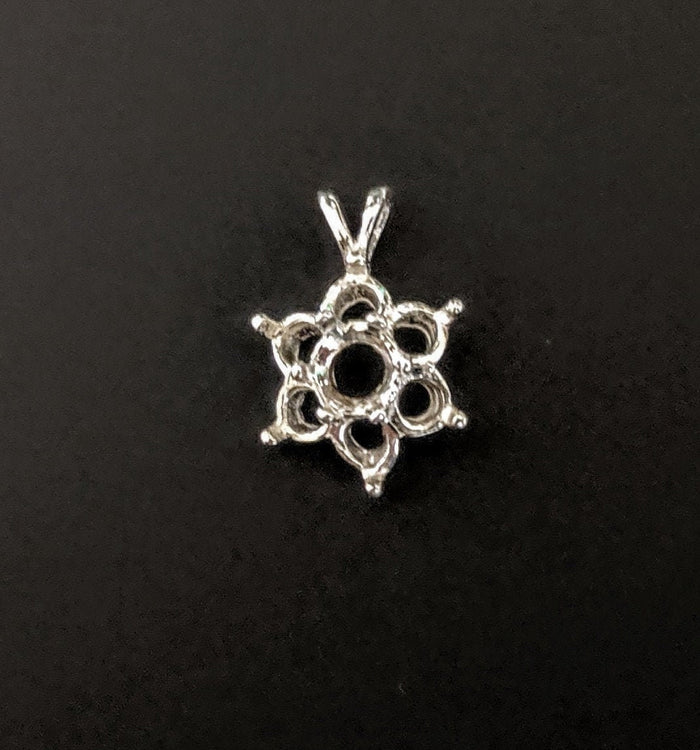 Solid Sterling Silver or 14kt Gold Multi-Stone Round Cluster pre-notched Pendant Setting, New, Made in USA 161-230/141-230