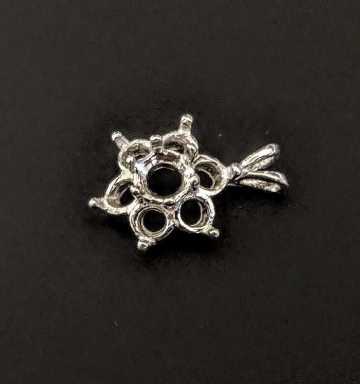 Solid Sterling Silver or 14kt Gold Multi-Stone Round Cluster pre-notched Pendant Setting, New, Made in USA 161-230/141-230