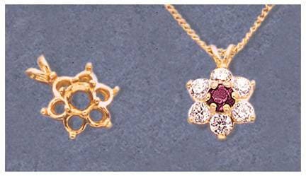 Solid Sterling Silver or 14kt Gold Multi-Stone Round Cluster pre-notched Pendant Setting, New, Made in USA 161-230/141-230