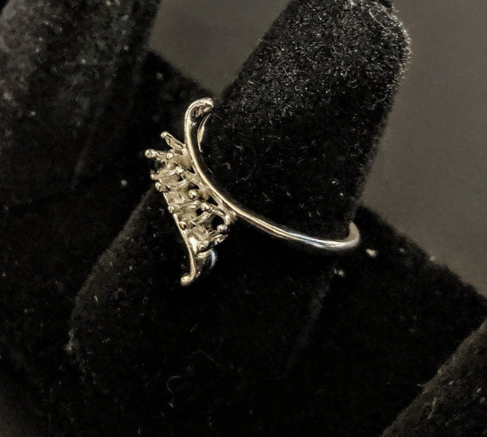 Solid Sterling Silver or 14kt Gold Three Stone Cluster Ladies Pre-Notched Blank Ring Size 6-8 setting 163-276/143-276
