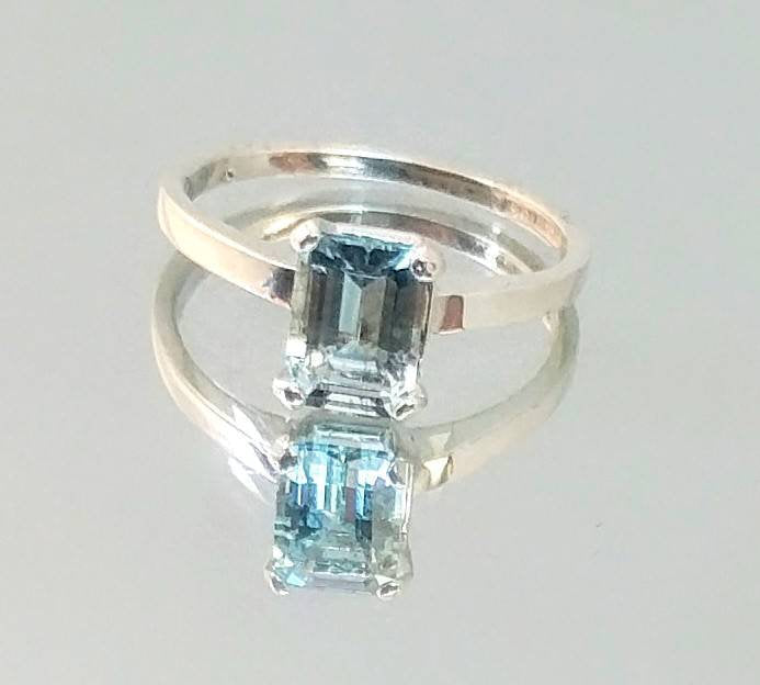 Solid Sterling Silver, Solid Yellow, White, or Rose 14kt Gold Natural Aquamarine Ring, Solitaire Custom Made Ring Size 5-8 143-020