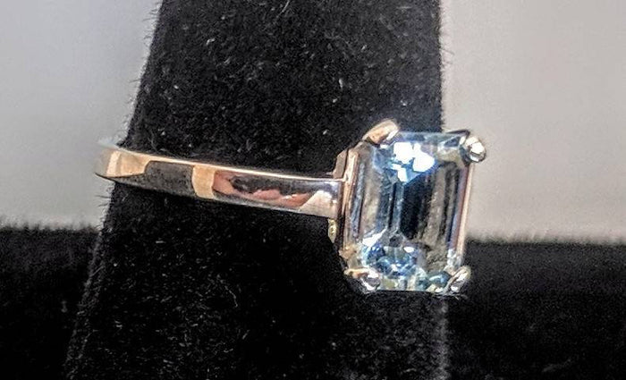Solid Sterling Silver, Solid Yellow, White, or Rose 14kt Gold Natural Aquamarine Ring, Solitaire Custom Made Ring Size 5-8 143-020