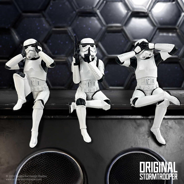 Star Wars The Original Stormtrooper 4.5 Inch Resin Collectible Figurine - Three Wise Stormtroopers (Sitting)