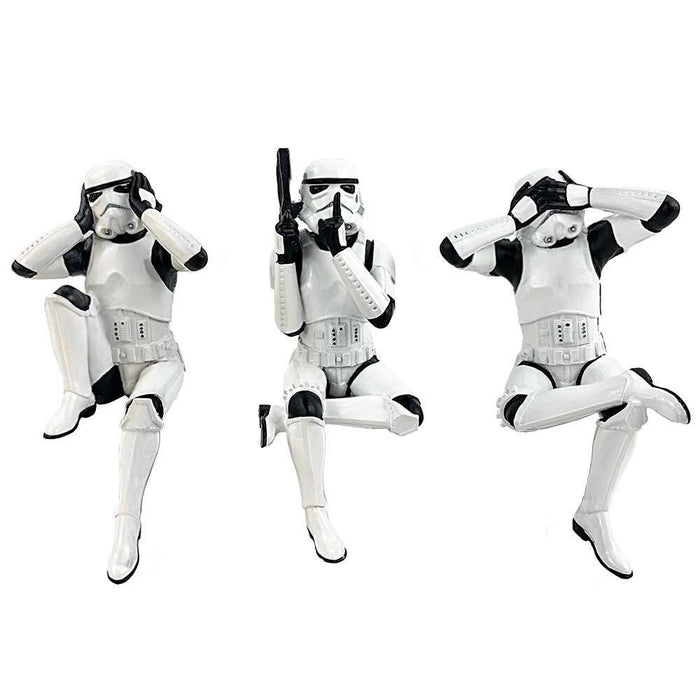 Star Wars The Original Stormtrooper 4.5 Inch Resin Collectible Figurine - Three Wise Stormtroopers (Sitting)