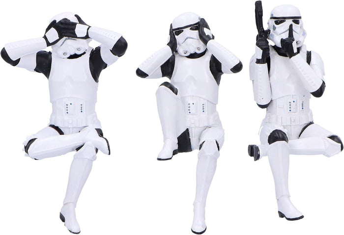 Star Wars The Original Stormtrooper 4.5 Inch Resin Collectible Figurine - Three Wise Stormtroopers (Sitting)