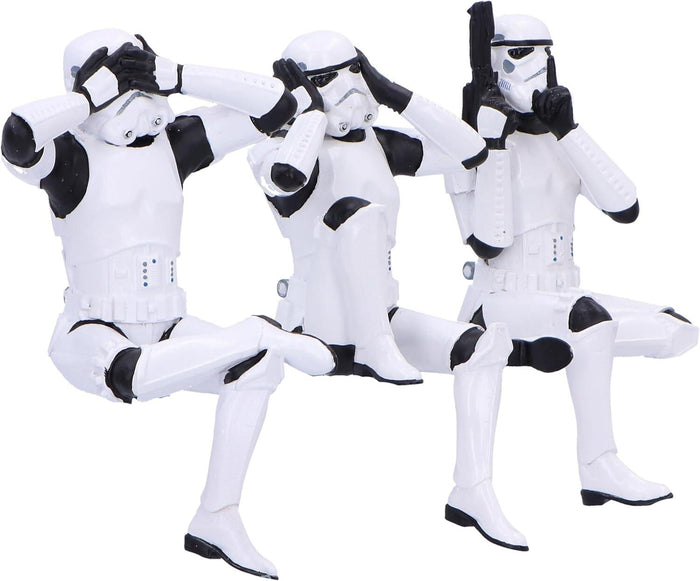 Star Wars The Original Stormtrooper 4.5 Inch Resin Collectible Figurine - Three Wise Stormtroopers (Sitting)