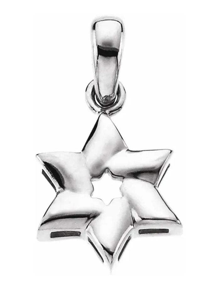 Sterling Silver, 14kt Solid Gold, Star of David Pendant. Solid Gold