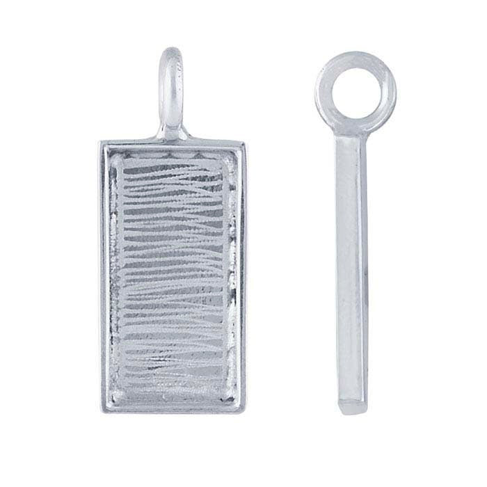 Sterling Silver 21 x 10mm Rectangle Resin Pendant Mounting, Resin Work, Earrings, Pendant, Custom 621266