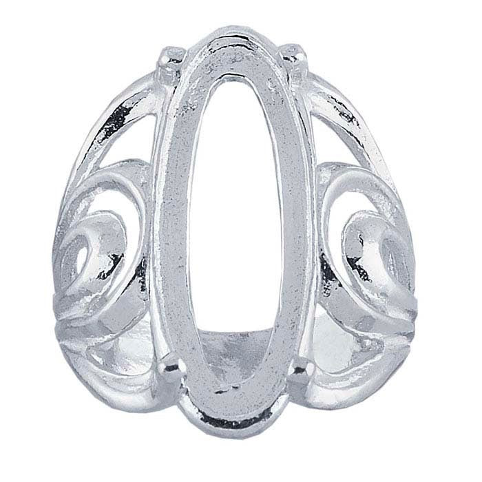 Sterling Silver 22x8 mm Oval Tapered Shank Cabochon Ring Mounting blank Cab (Cabochon) setting Size 6, 9200046