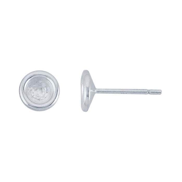 Sterling Silver 4 to 8mm Round Cabochon Post Earring Mounting, Round Cabochon Earrings, Blank Setting, Stud