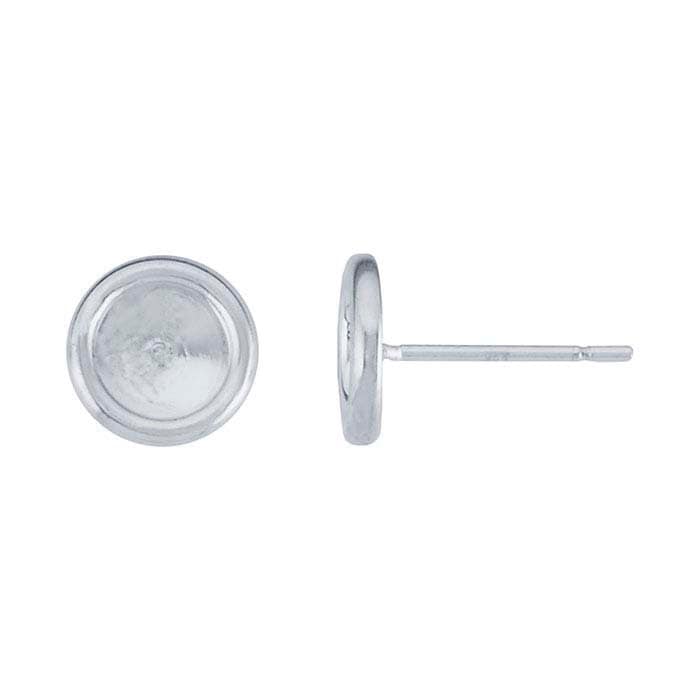 Sterling Silver 4 to 8mm Round Cabochon Post Earring Mounting, Round Cabochon Earrings, Blank Setting, Stud