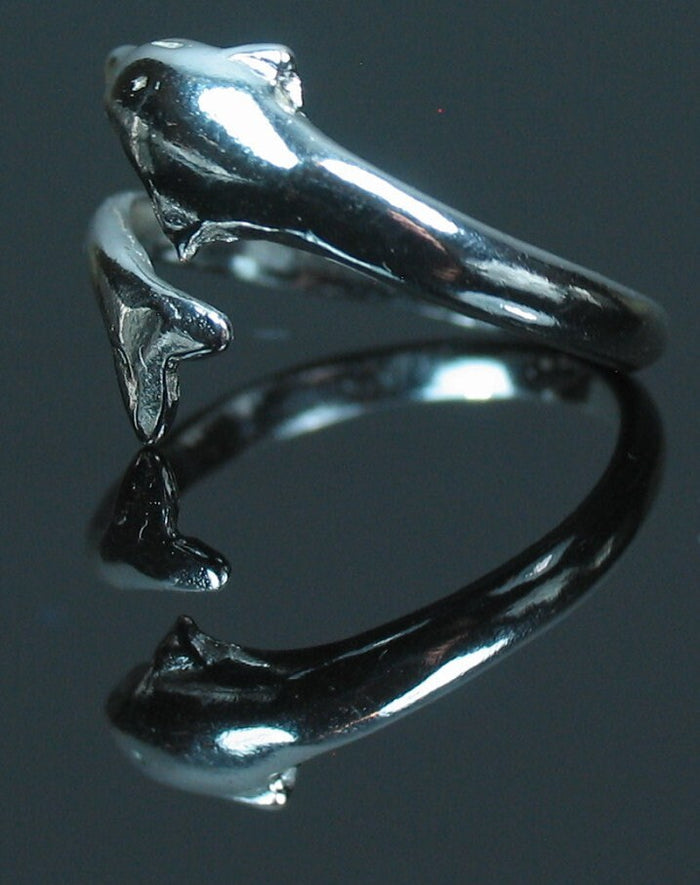Sterling Silver Dolphin Ring shank setting Adjustable Ring Size 263-308