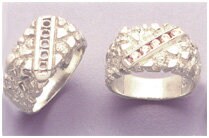 Sterling Silver or 10kt Gold Gents 5 Stone Pre-Notched Blank Nugget Channel Mens Ring Size 10, setting 163-292/143-292