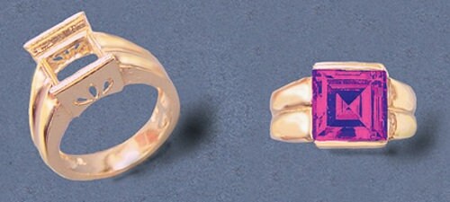 Sterling Silver or 14kt Gold 10mm Square Princess Fancy Channel Pre-Notched Blank Ring Size 7 setting 163-846/143-846