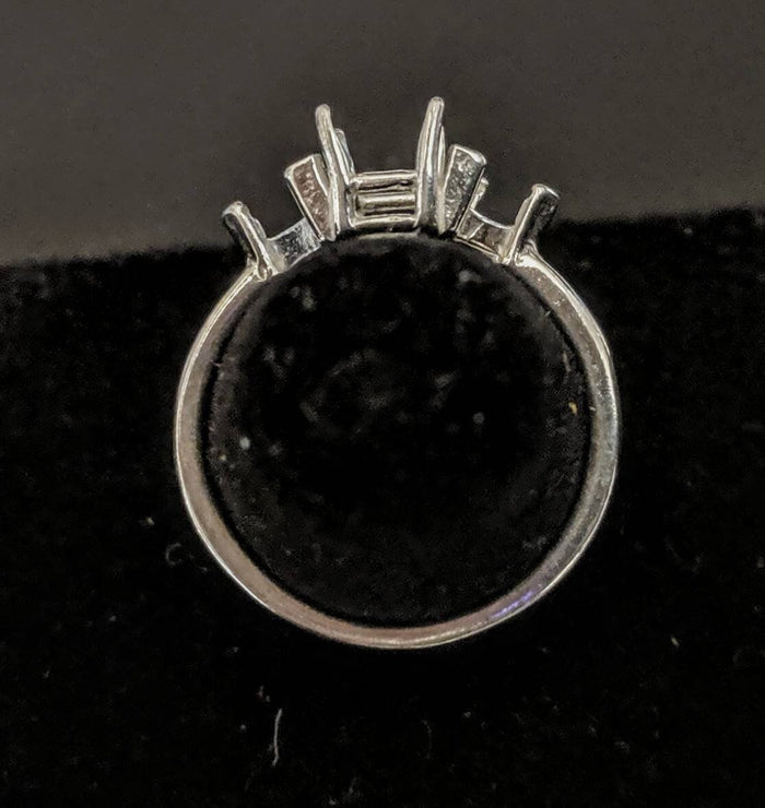 Sterling Silver or 14kt Gold 7x5 Emerald Cut Side with Trillion Accents Pre-Notched Blank Ring Size 7 setting 163-460/143-460
