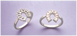 Sterling Silver or Solid 14kt Gold Multi Stone Round Horse Shoe Ladies Pre-Notched Blank Ring Sz 5-8 setting 163-225/143-225