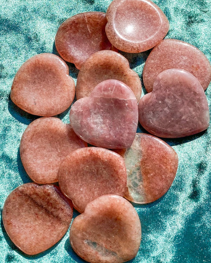 Strawberry Aventurine “Quartz” Heart Worry Stone