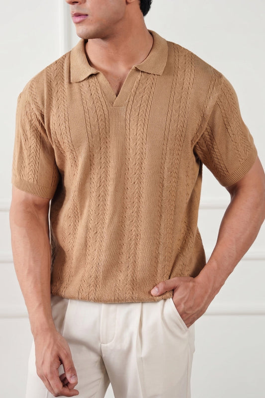 Striped Knit Polo Shirt (MKP-03)