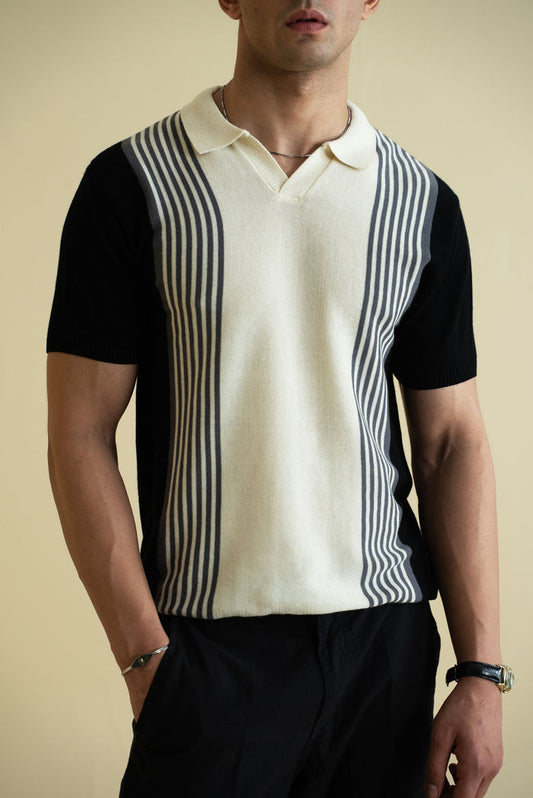Striped Knitted Polo Shirt (KPS-01)