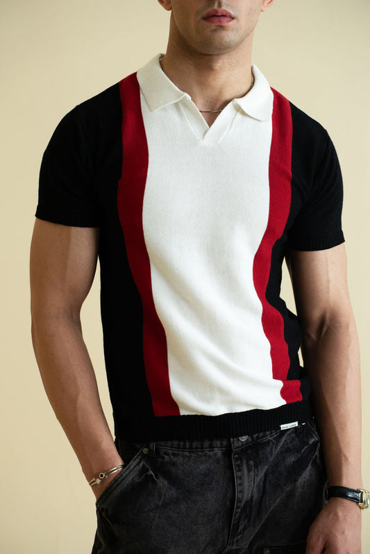 Striped Knitted Polo Shirt (KPS-17)
