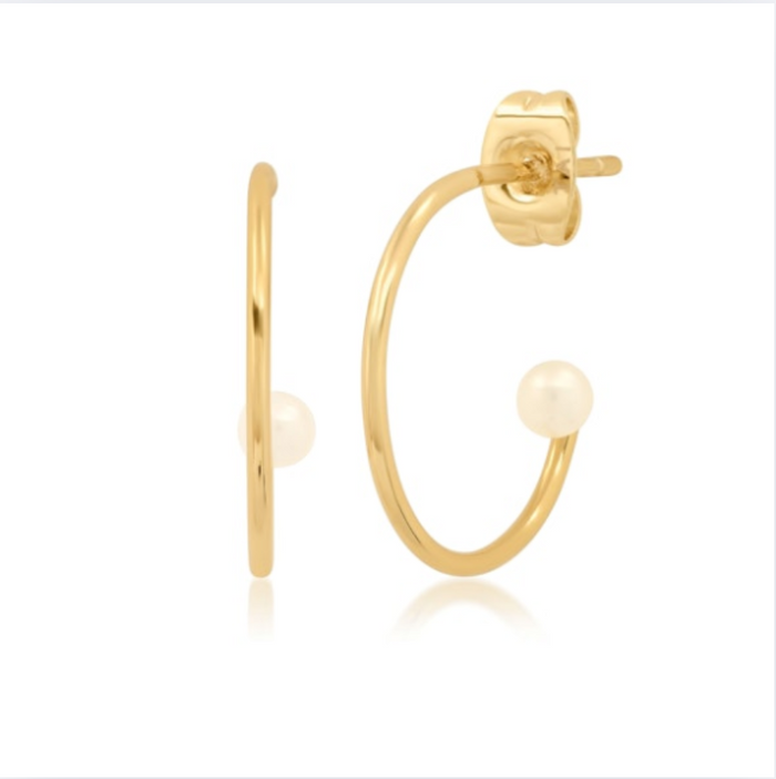 TAI Mini Hoops with Pearl Ball Accent