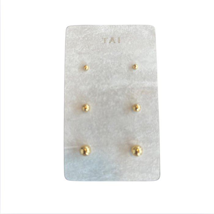 TAI Set of 3 Ball Post Earrings