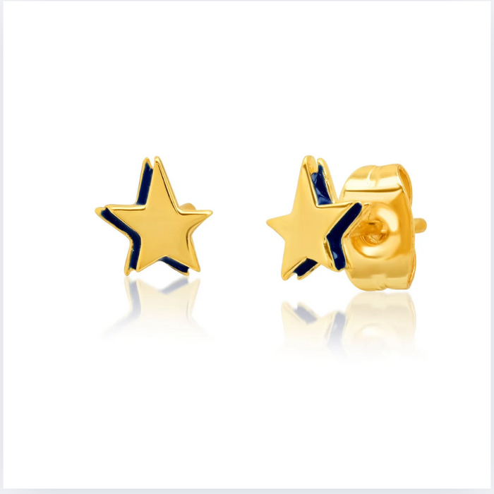 TAI Star Stud with Navy Enamel Accent