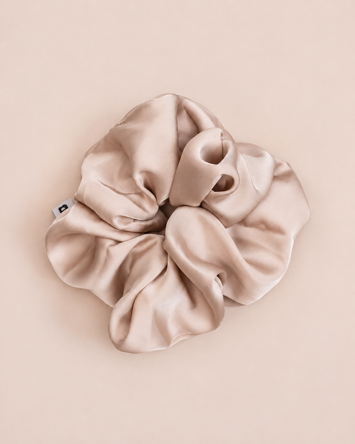 The Satin Scrunchie Trio – Black, Cream & Champagne (3-Pack)