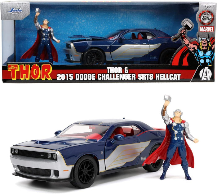 Thor: 2015 Dodge Challenger SRT Hellcat w/ Thor Hollywood Rides 1:24 Scale Die Cast Vehicle