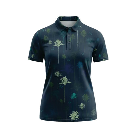 "Ti Leaf" Twilight Sky - OGA Women's Polo - Midnight Blues / Mint