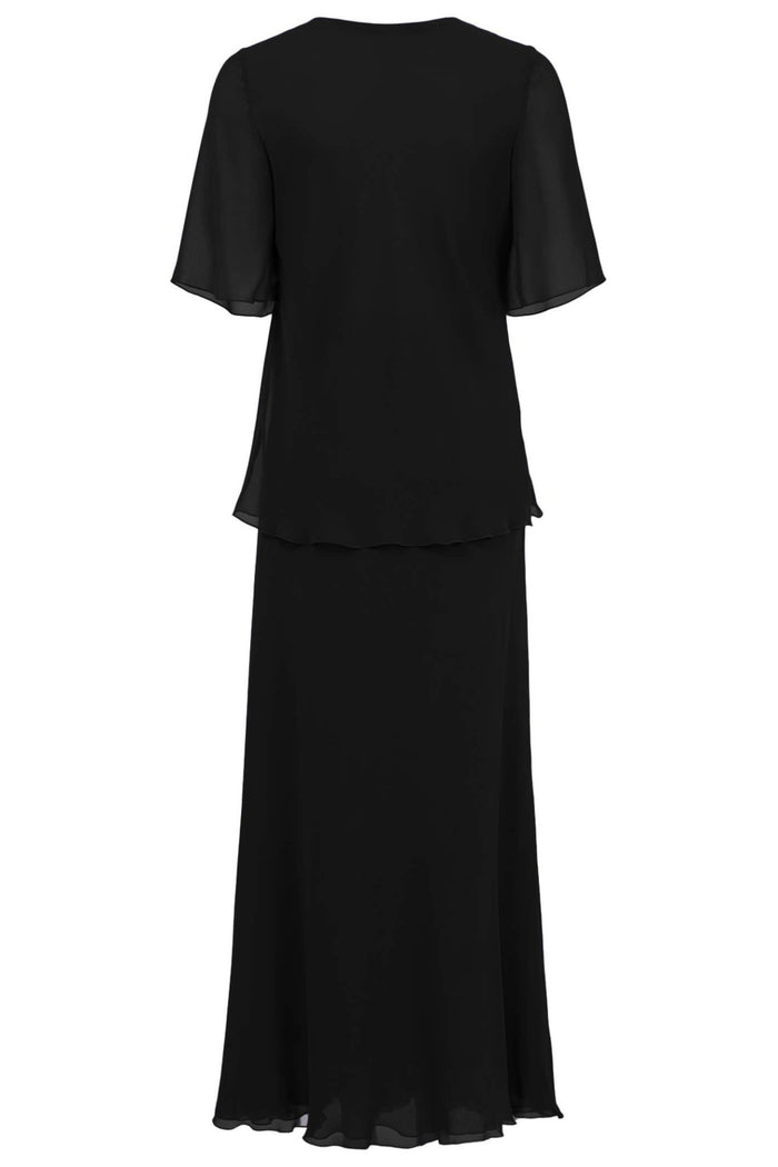 Tia 18749-4086 900 Black Floaty Chiffon Dress - Dotique