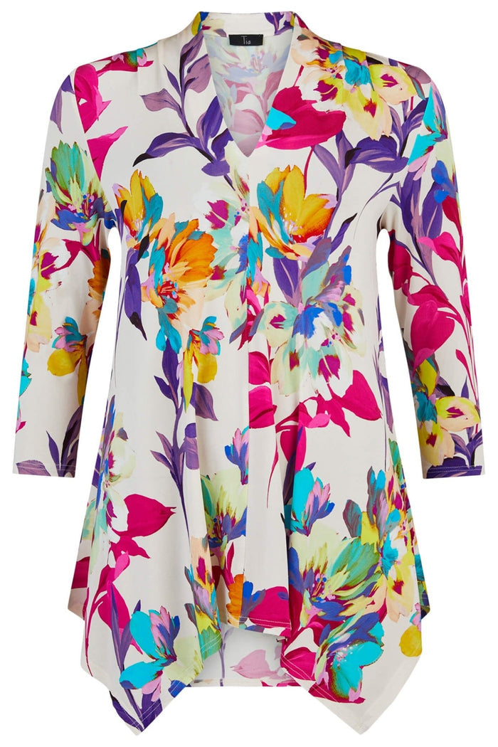 Tia 74935-7739 13 Multicolour Floral Print Tunic Top - Dotique