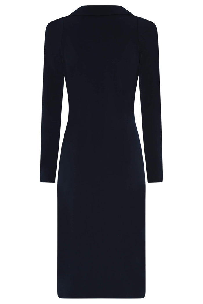Tia 78672-7093 6903 Navy V-Neck Long Sleeve Dress - Dotique
