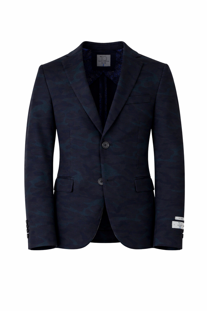 T.O. Boy's Fashion Soho Stretch Blazer Jacket- Green over Navy