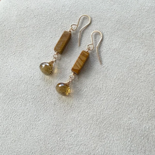 Topaz and Agate Earrings