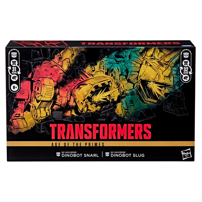Transformers Age of The Primes Leader Class Action Figure 2-Pack - G2 Universe Dinobot Snarl & G2 Universe Dinobot Slug
