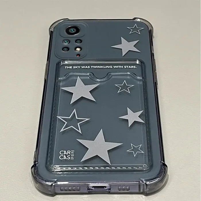 the case is made with clear plastic and has a star pattern