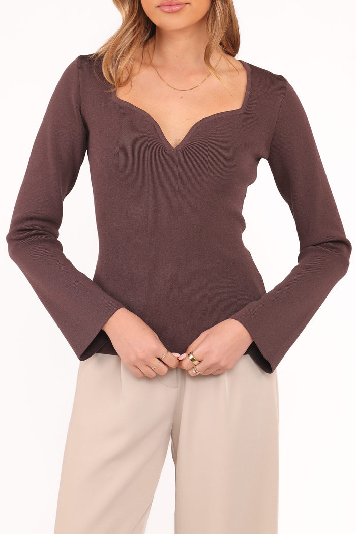Petal and Pup USA TOPS Trinity Long Sleeve Top - Chocolate Brown