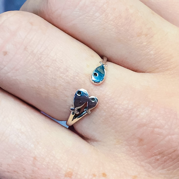 Triple Fish Semi Adjustable 925 Sterling Silver Stackable Ring