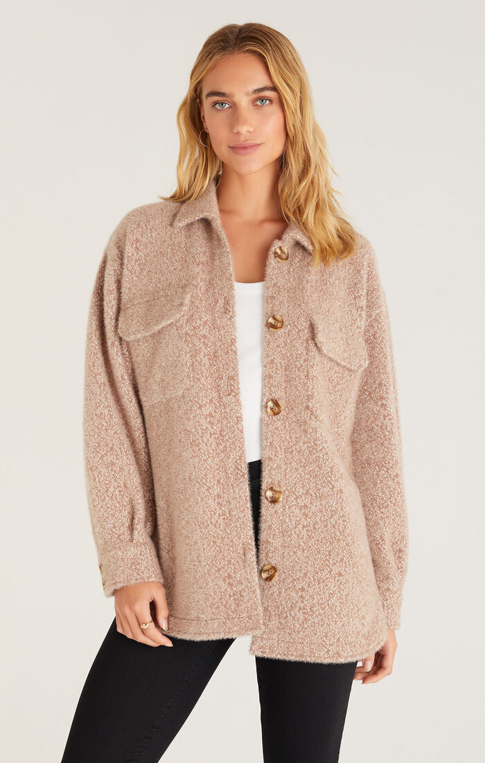 oatmeal feather shacket tucker jacket z supply