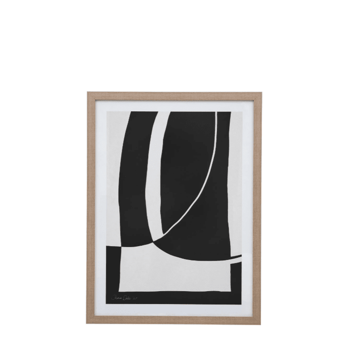 Valeria Monochrome Abstract Wall Art with Wooden Frame Accessories
