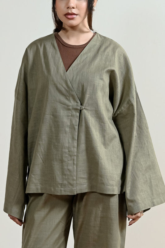 Verona Overlap Linen Shirt (WCS-02)